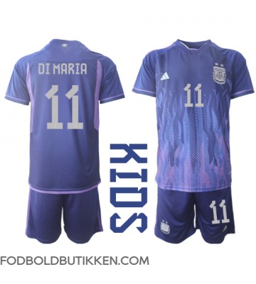 Argentina Angel Di Maria #11 Udebanetrøje Børn VM 2022 Kortærmet (+ Korte bukser)
